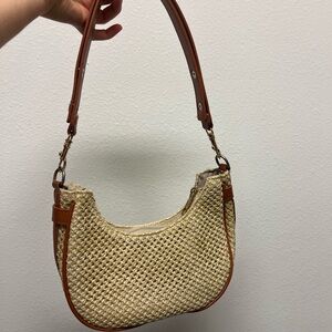 SHEIN Tan and Cream Woven Shoulder Bag